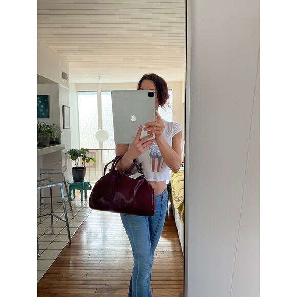 Vintage nos Made in Tuscany red leather UNIQUE purse bag - Picture 9 of 16